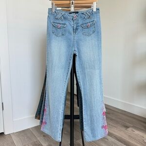 women’s jeans in size 29 Straight leg high rise jeans Embellished denim relax